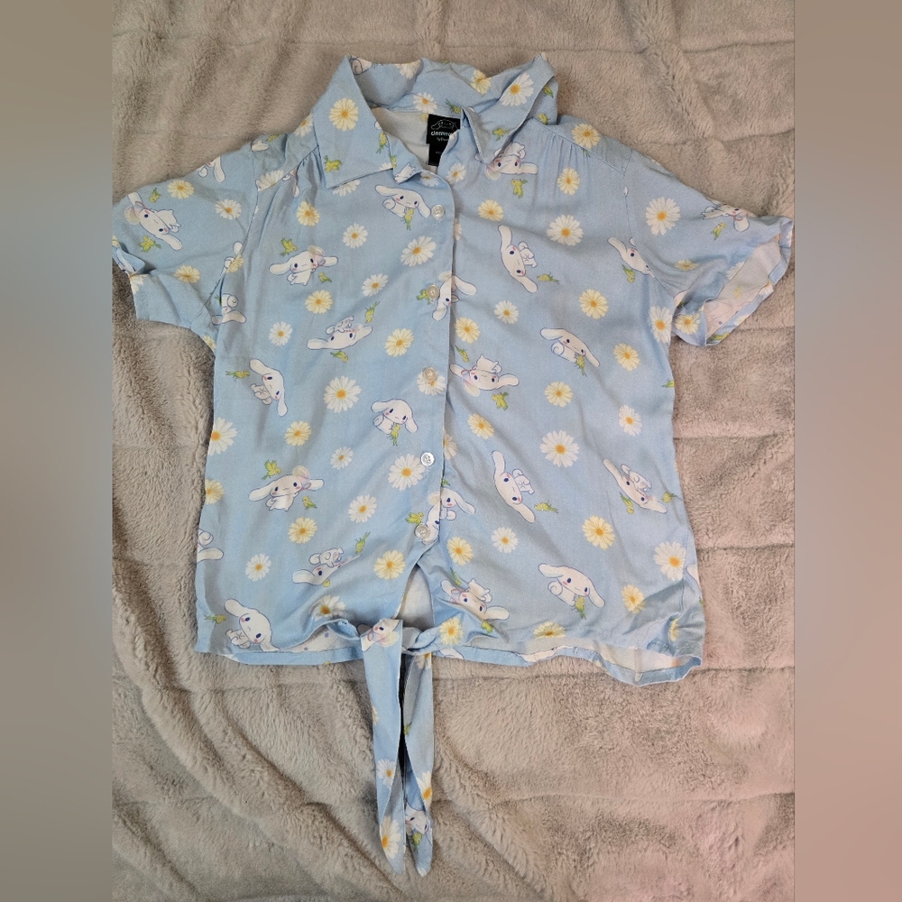 Cinnamonroll Print Tie-Front Shirt